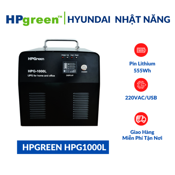 Trạm sạc dự phòng di động HPgreen HPG1000L Pin Lithium công suất 600W